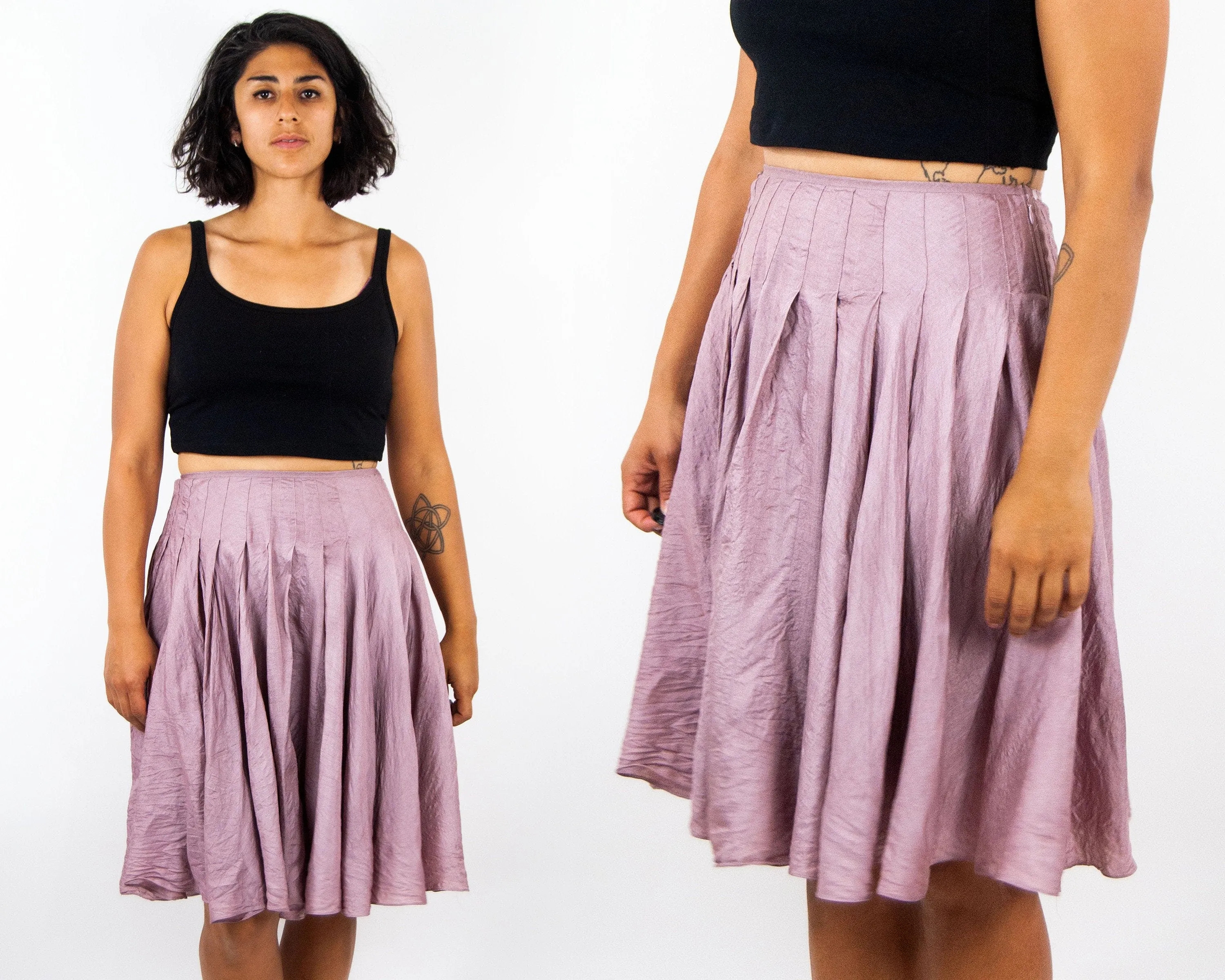 00's Blush Pink Silk Pleated Skirt by DKNY