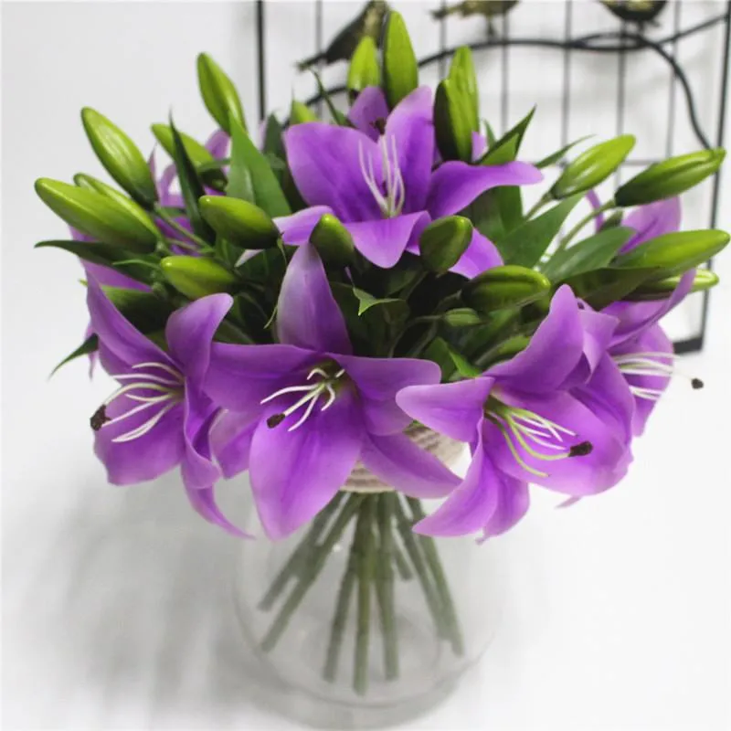 11pcs Realistic Artificial Lily