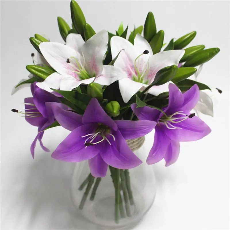 11pcs Realistic Artificial Lily