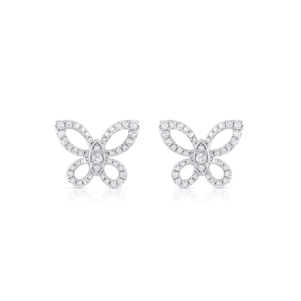 18K White Gold 0.31ctw Diamond Butterfly Post Earrings