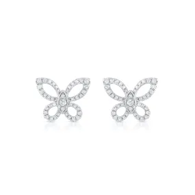 18K White Gold 0.31ctw Diamond Butterfly Post Earrings