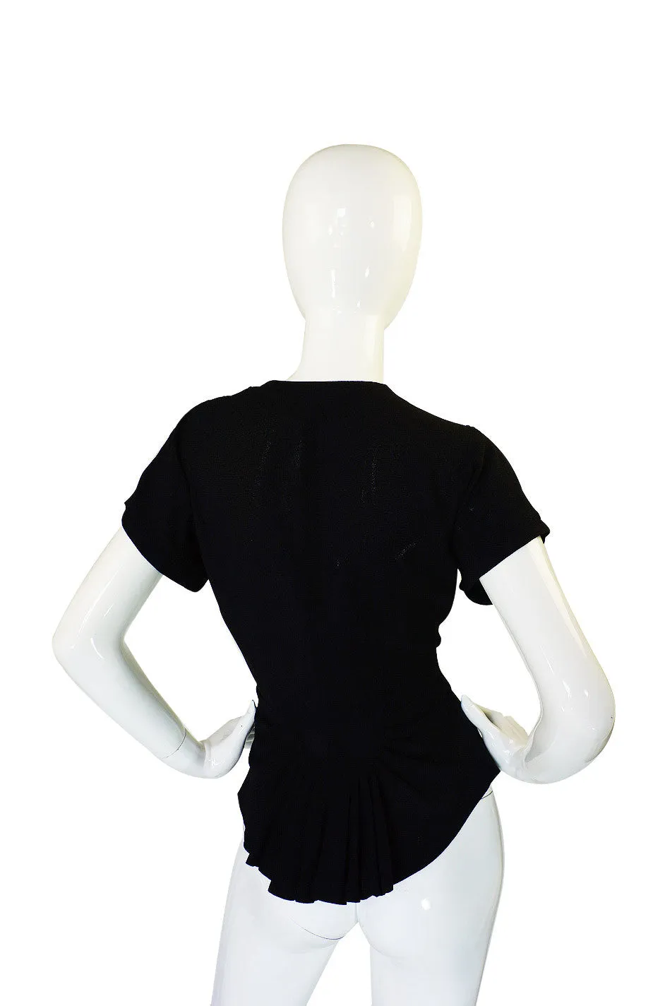 1940s Back Peplum Sequin Crepe Top