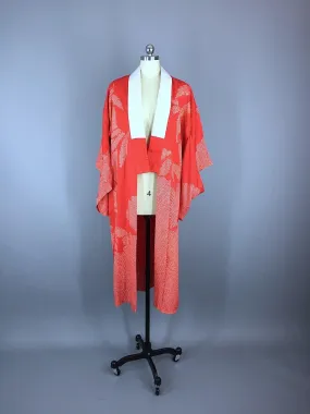 1940s Vintage Silk Kimono Robe / Shibori Bamboo Print