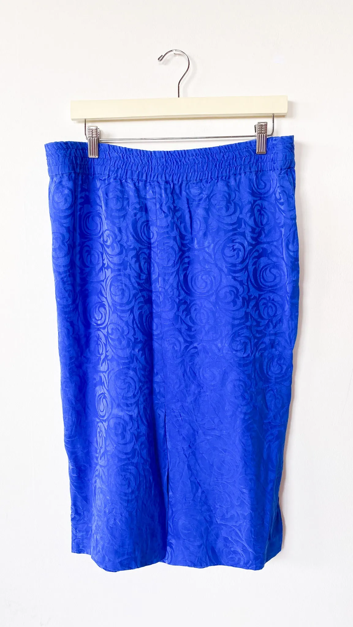 1980s Cobalt Silk Swirl Skirt, sz. L