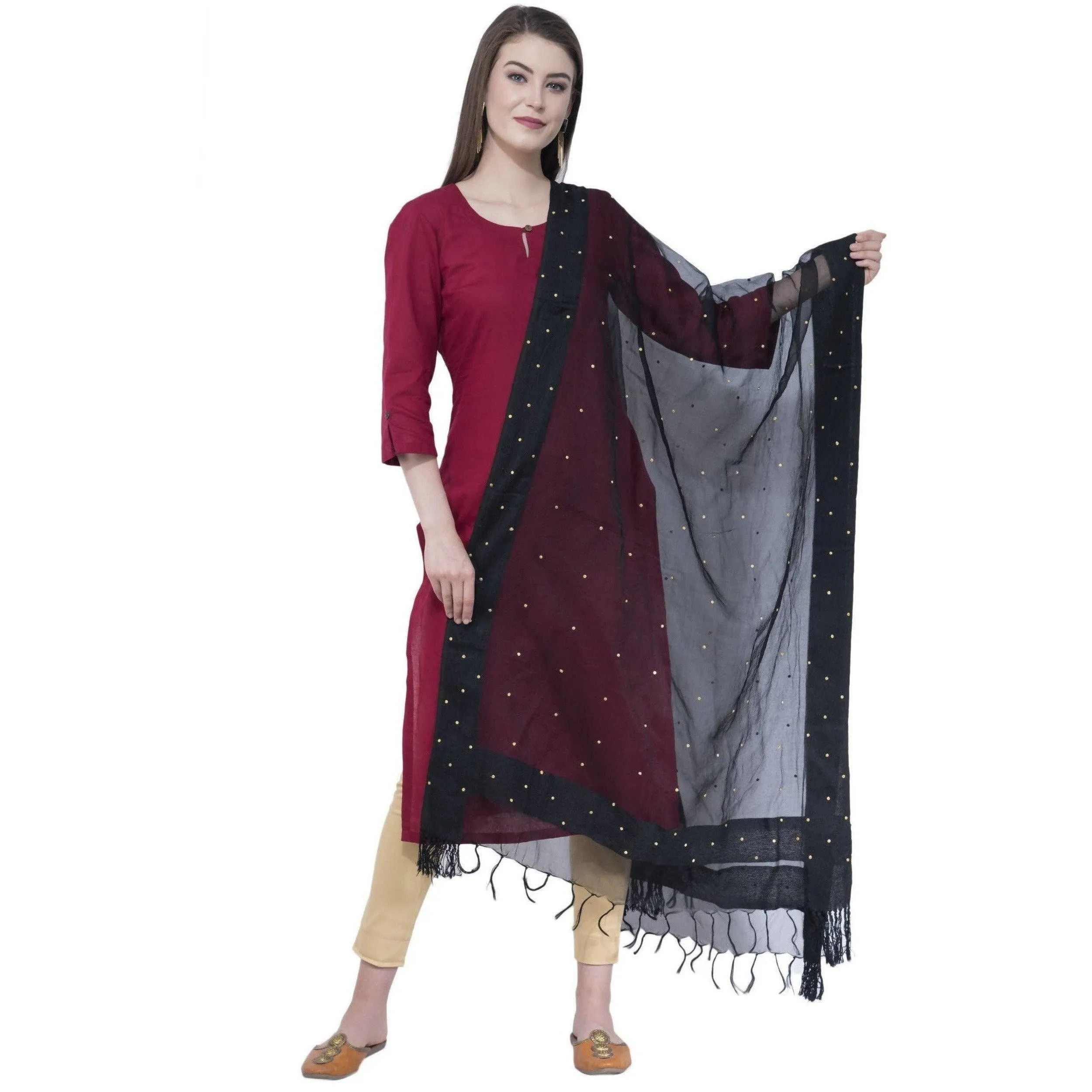 A R Silk Black Color Chandna Dupattas and Chunnis