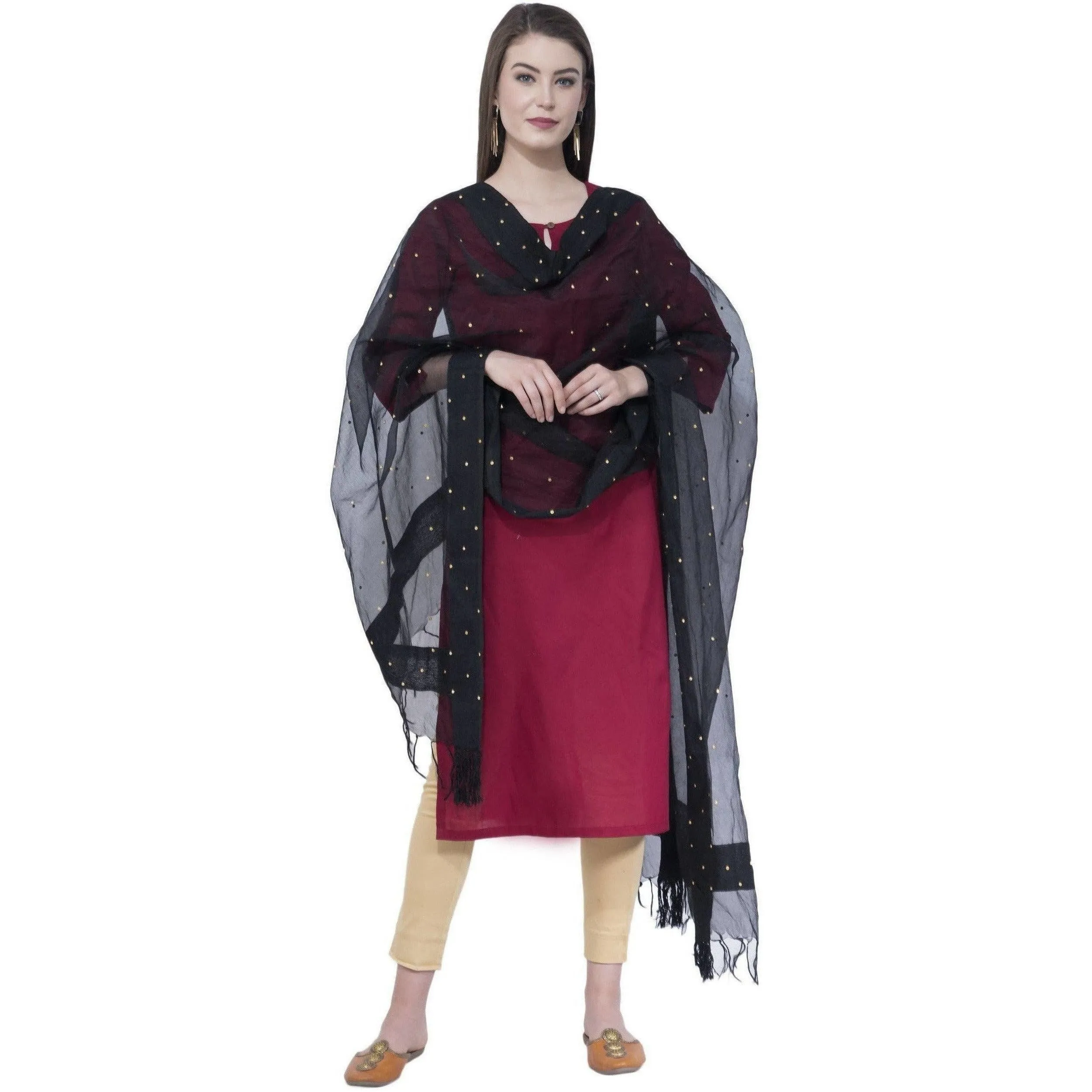 A R Silk Black Color Chandna Dupattas and Chunnis