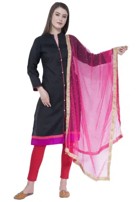 A R SILK Magenta Color Net Moti Dupattas and Chunnis