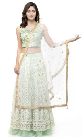 A R Silk Women's Net Net Chandna Handwork With Moti Laish White Fancy Dupatta