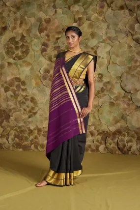 Aadike in Plum Caspia x Pirate Black/ ನೇರಳೆ x ಕಸ್ತೂರಿ Aadike Saree