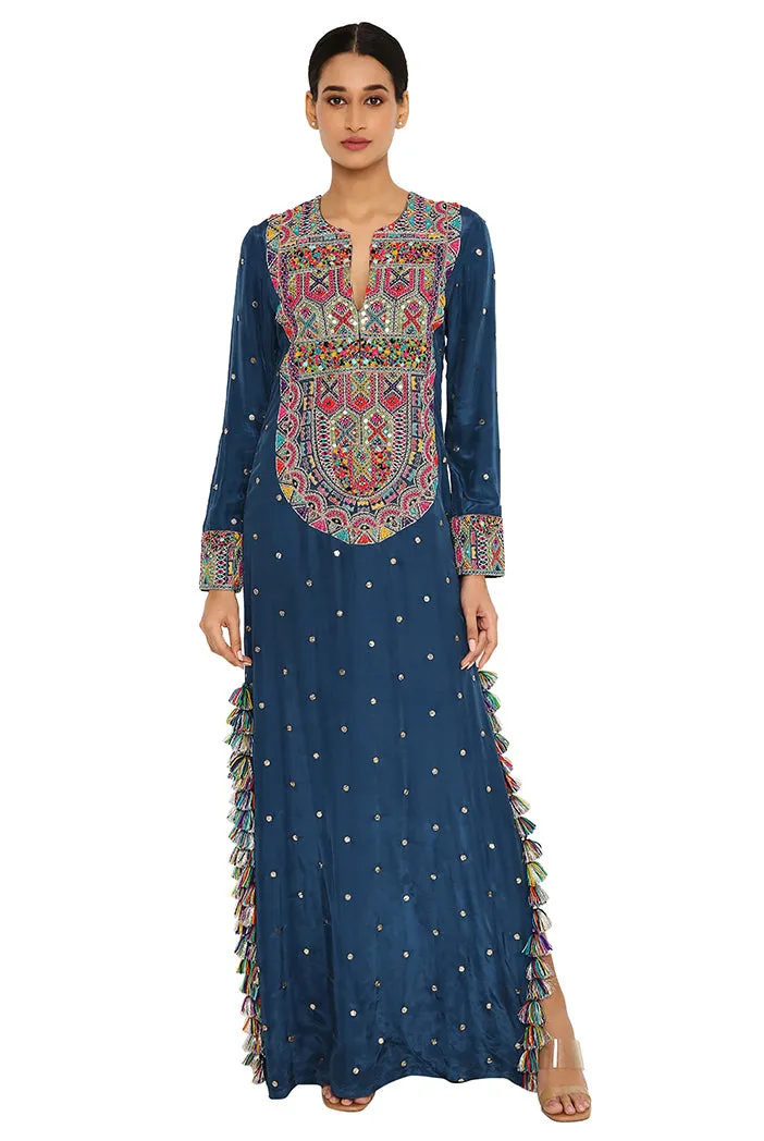 Adira Midnight Blue Embroidered Kaftan