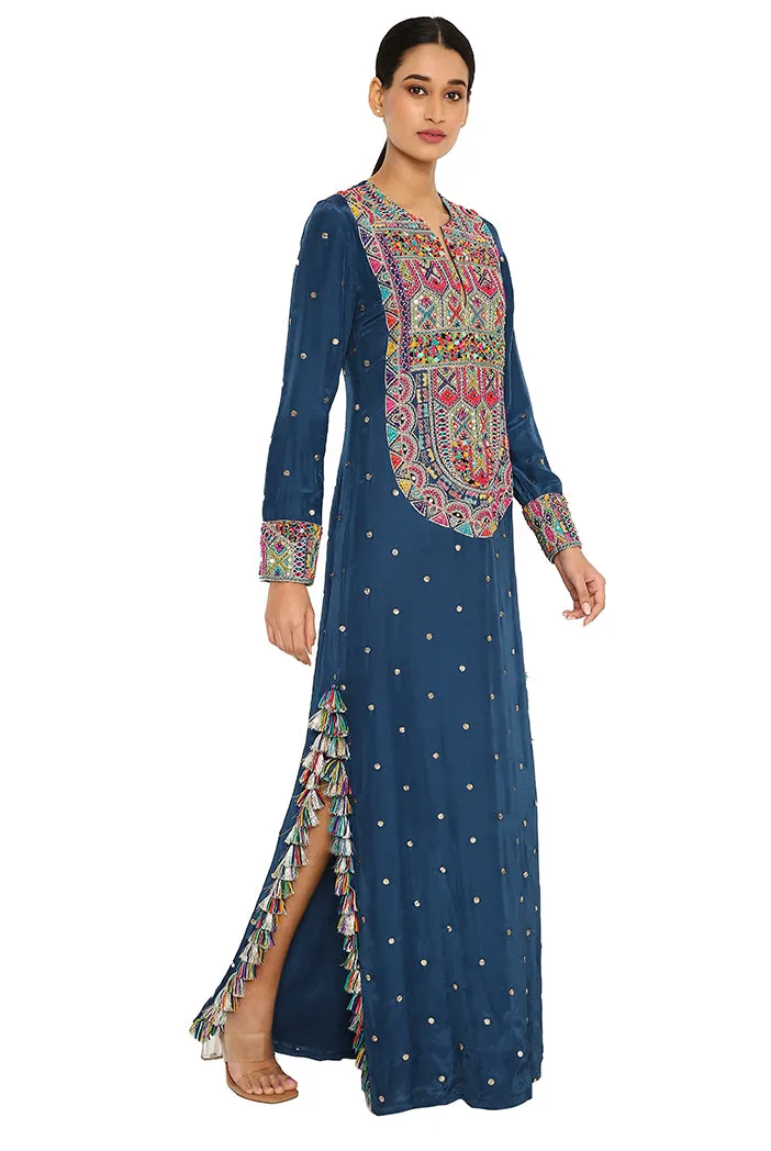 Adira Midnight Blue Embroidered Kaftan