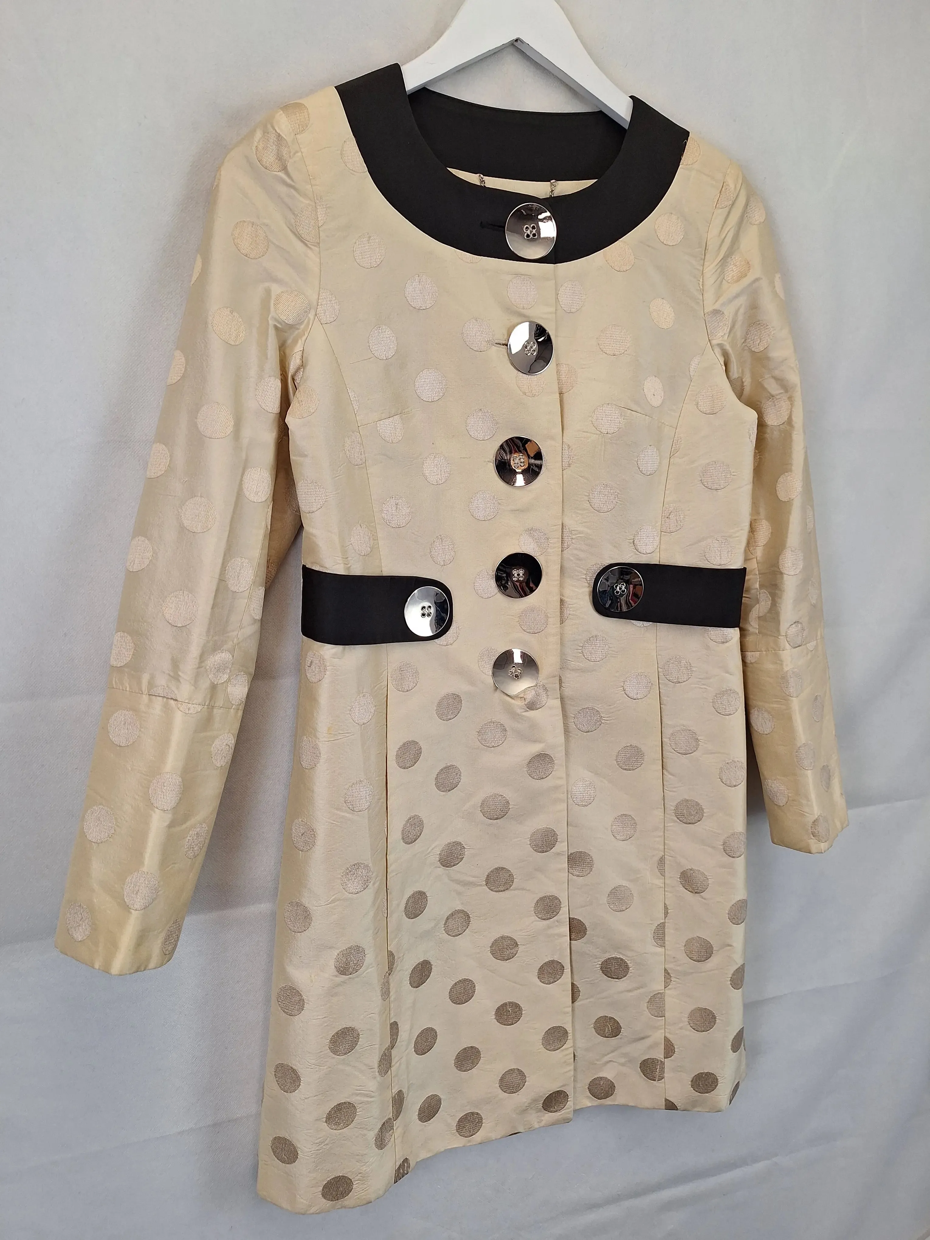 Alannah Hill Cream Spotted Funky Silk Jacket Size 8