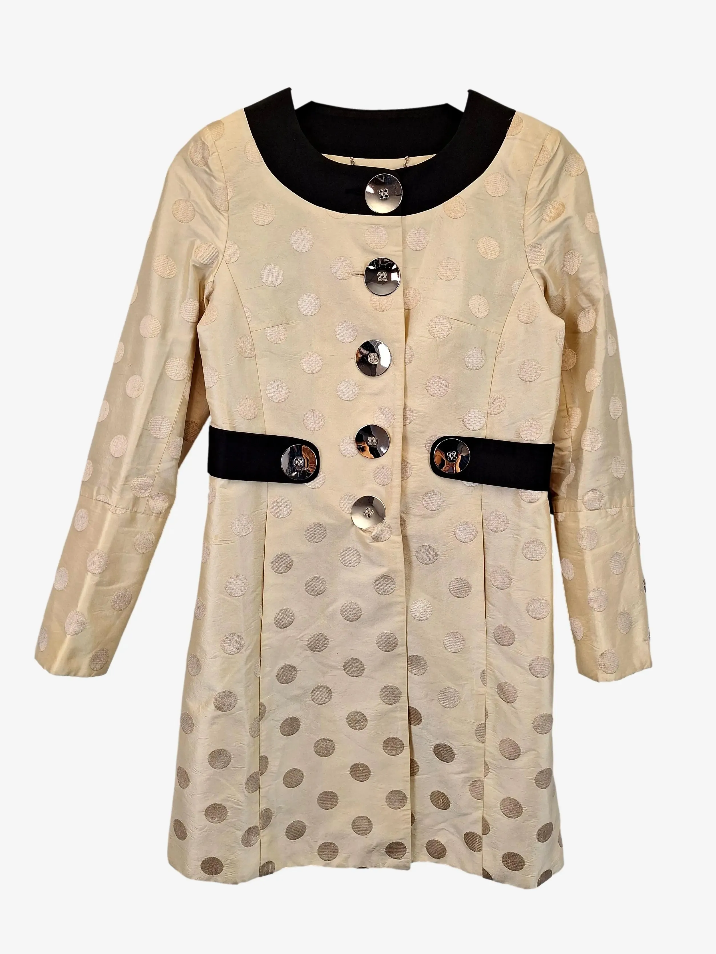 Alannah Hill Cream Spotted Funky Silk Jacket Size 8