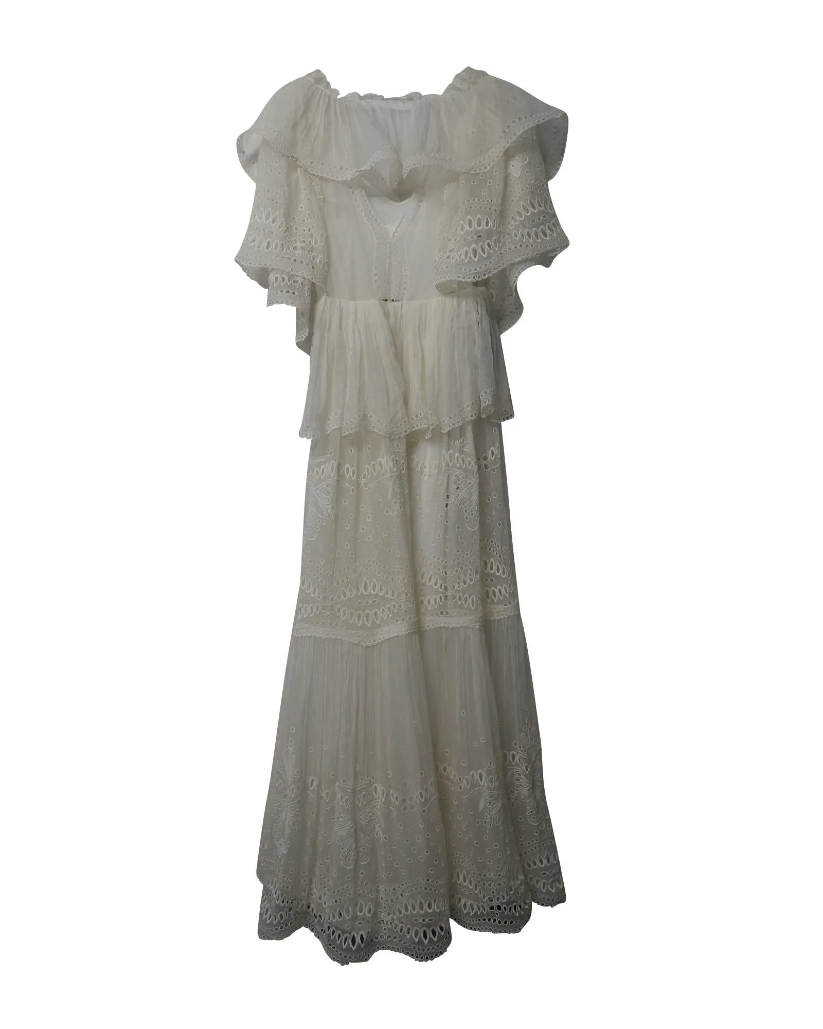 Alberta Ferretti Tiered Maxi Dress in White Silk