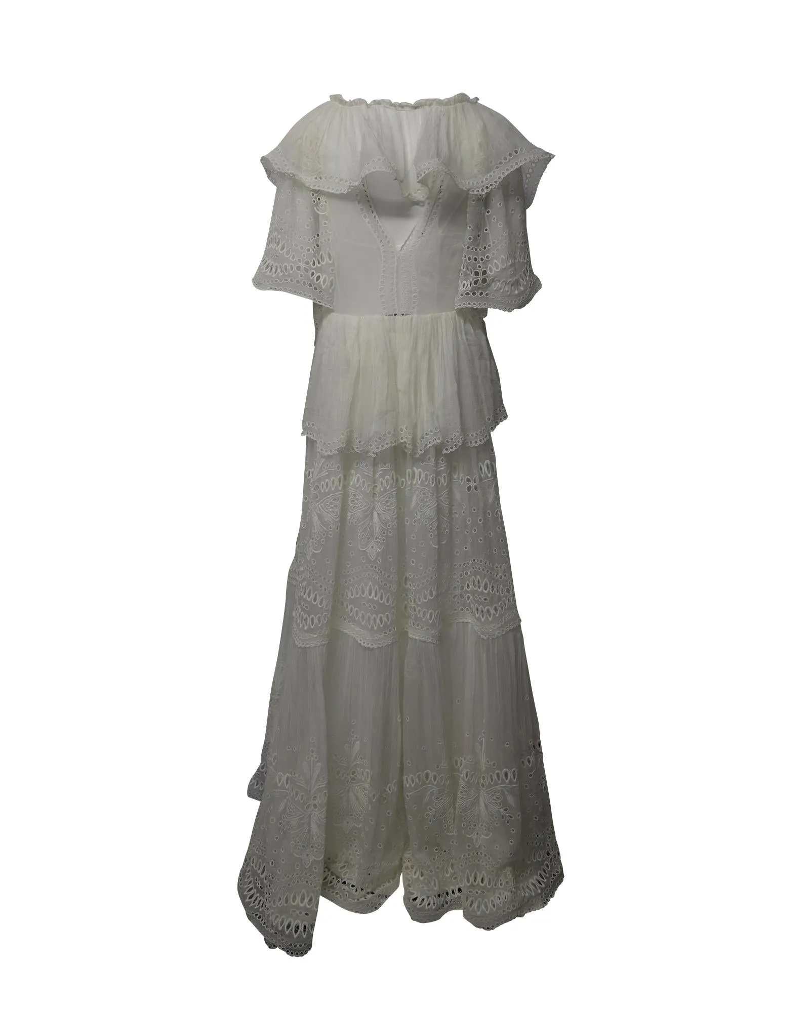 Alberta Ferretti Tiered Maxi Dress in White Silk