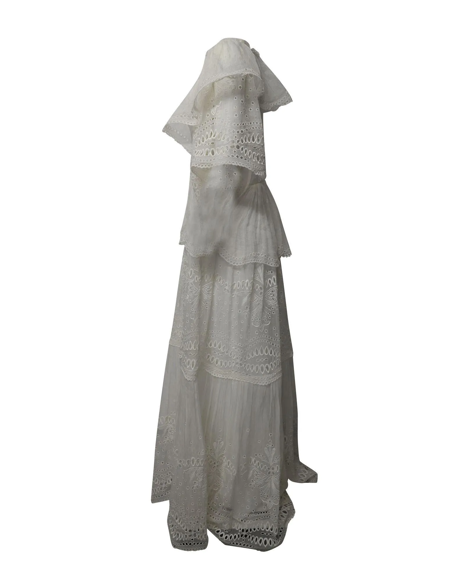 Alberta Ferretti Tiered Maxi Dress in White Silk