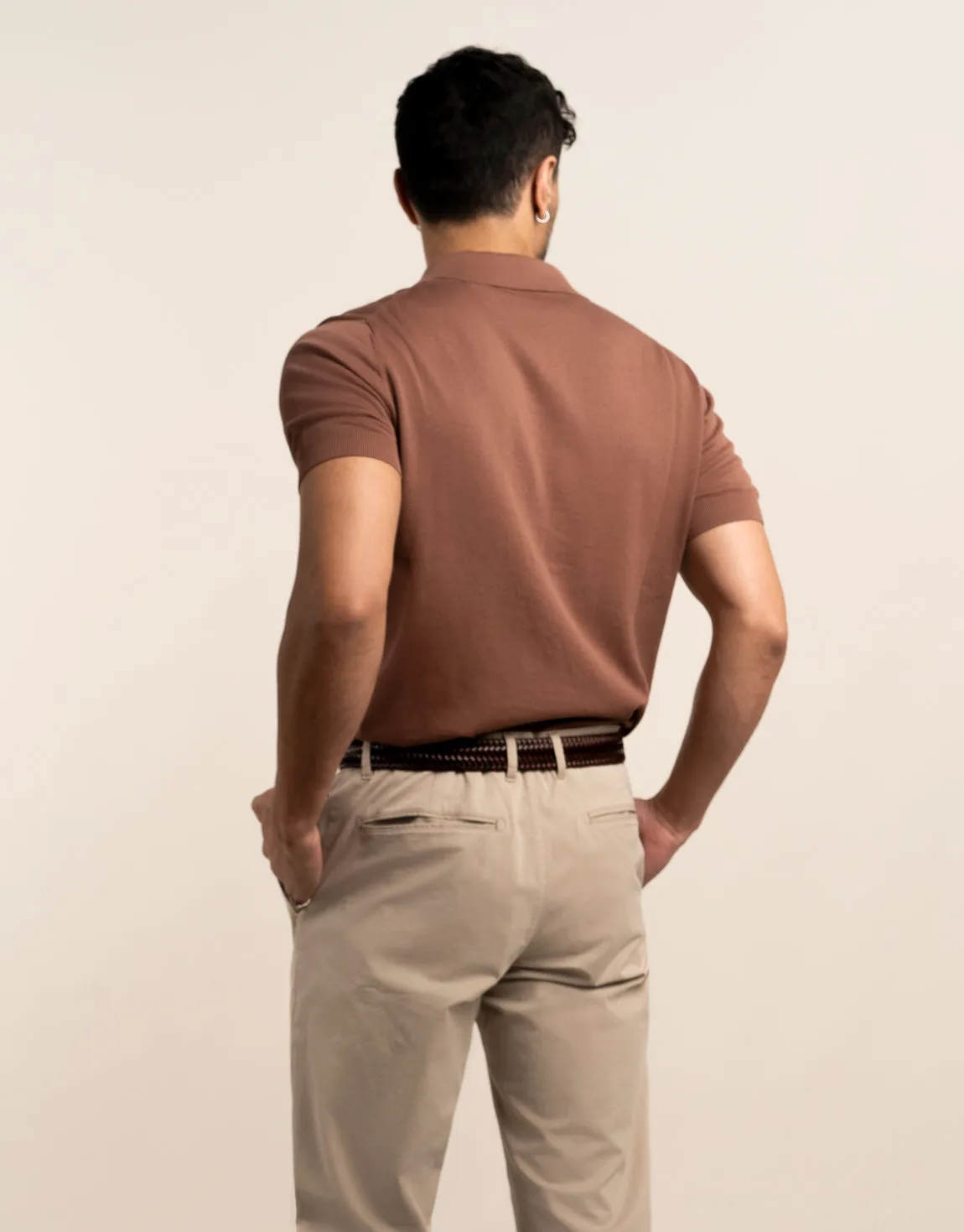 Amalfi Brown Knitted Polo