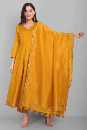 Amreen Mustard Angrakha and Dupatta - Set of 3