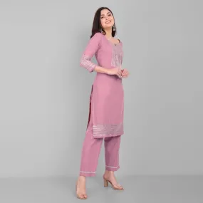 Amreen Pink Dhanak Kurta and Dupatta - Set of 3