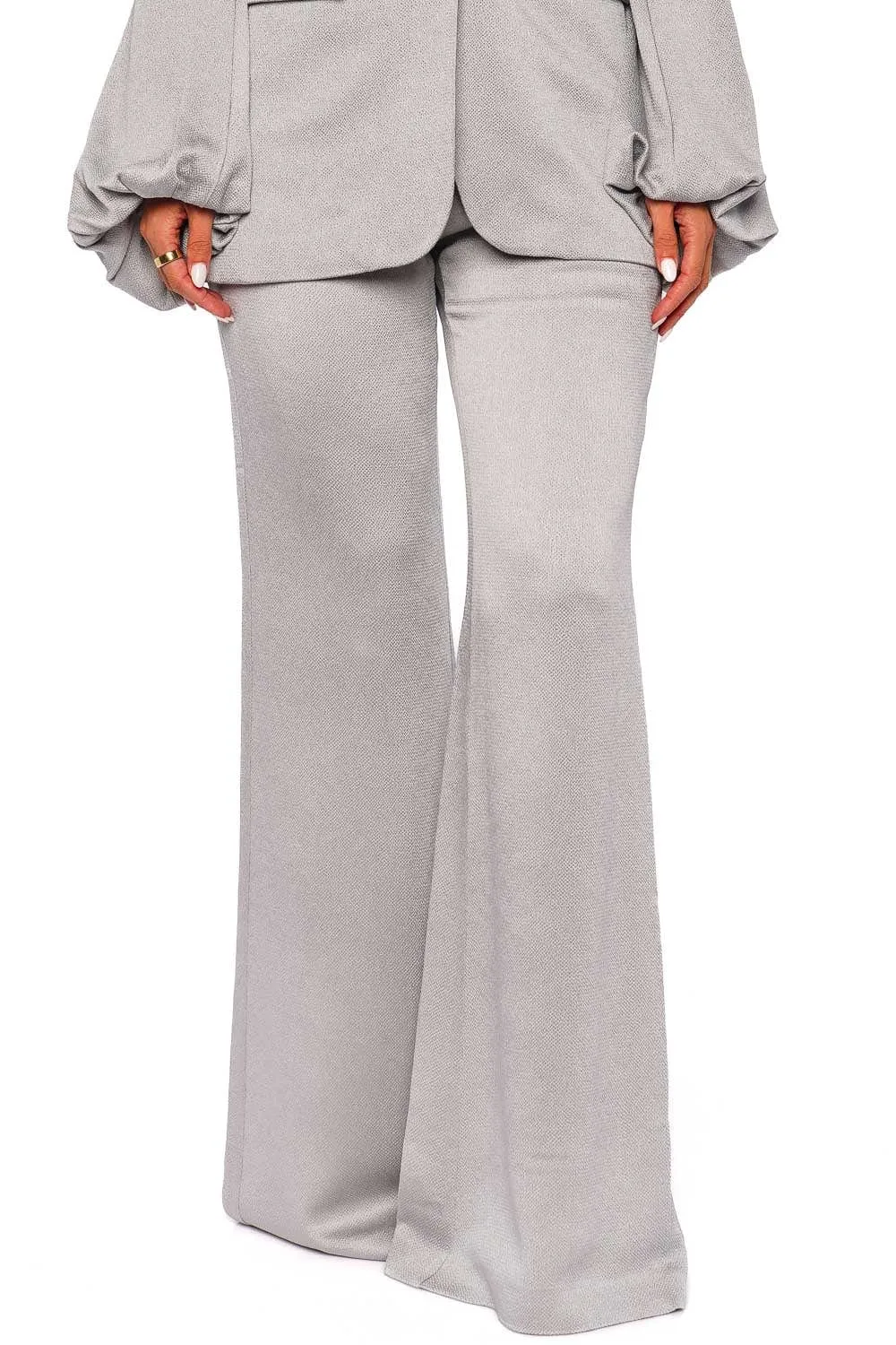 Andie Grey Silk Wide Leg Pants