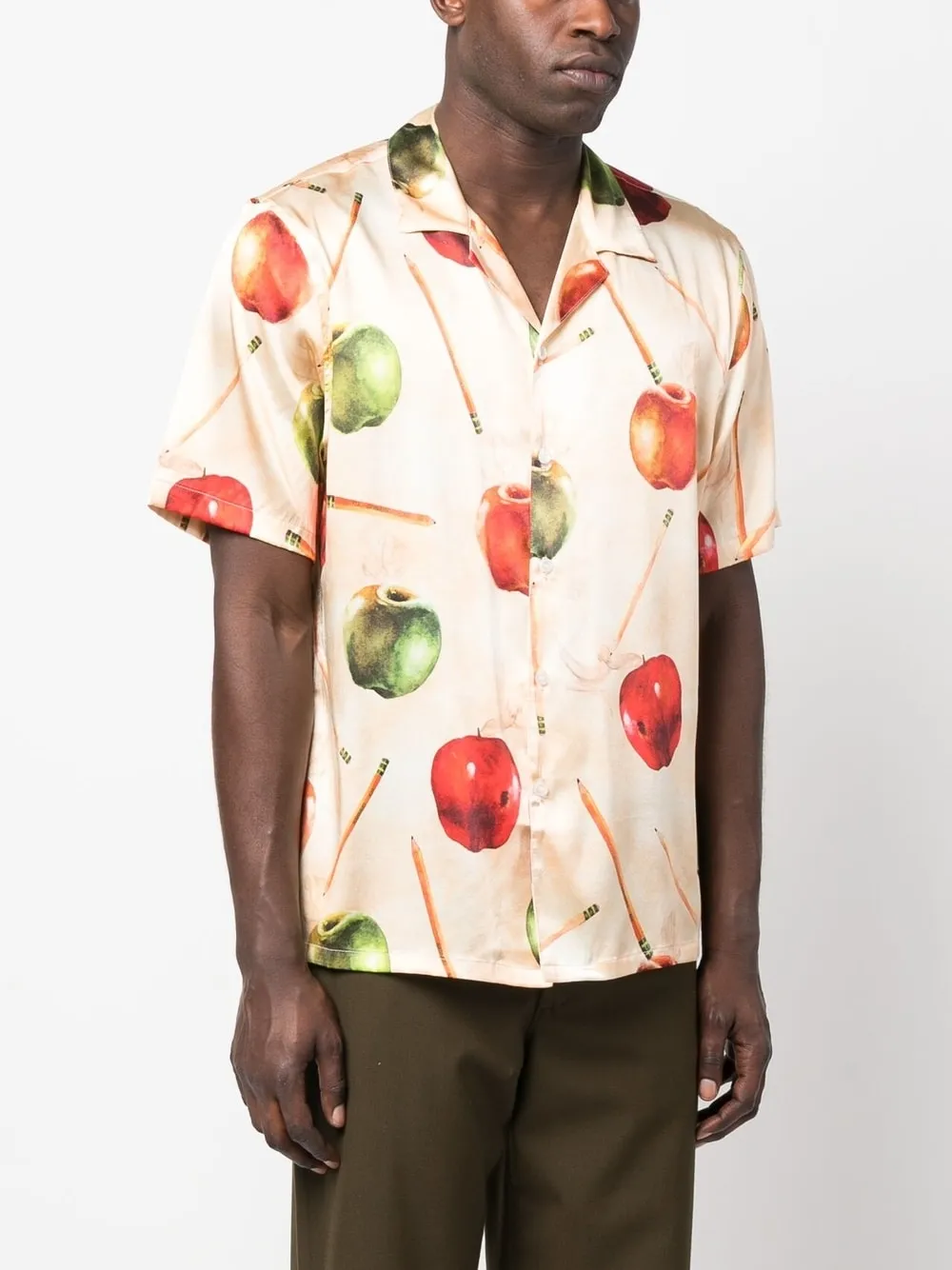 Apple-Motif Silk Shirt