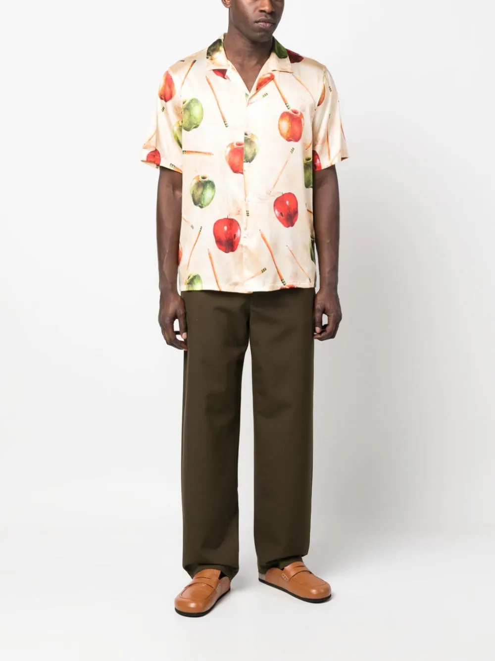 Apple-Motif Silk Shirt