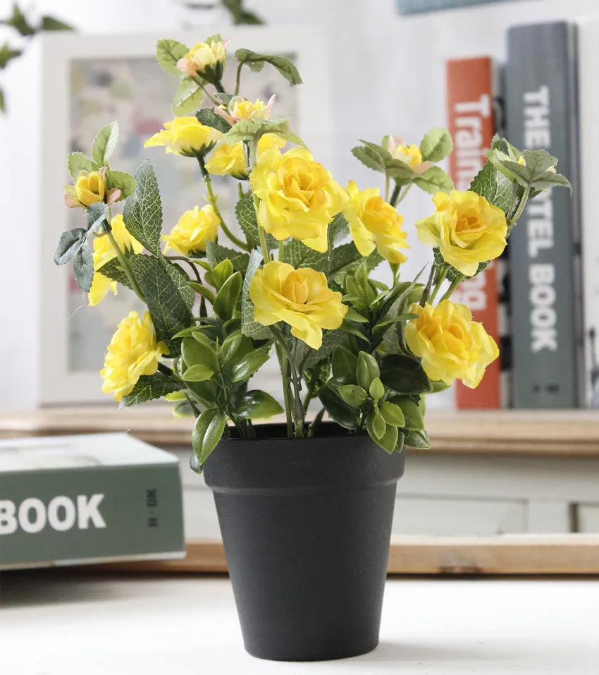 Artificial Rose Bonsai with Black Vase