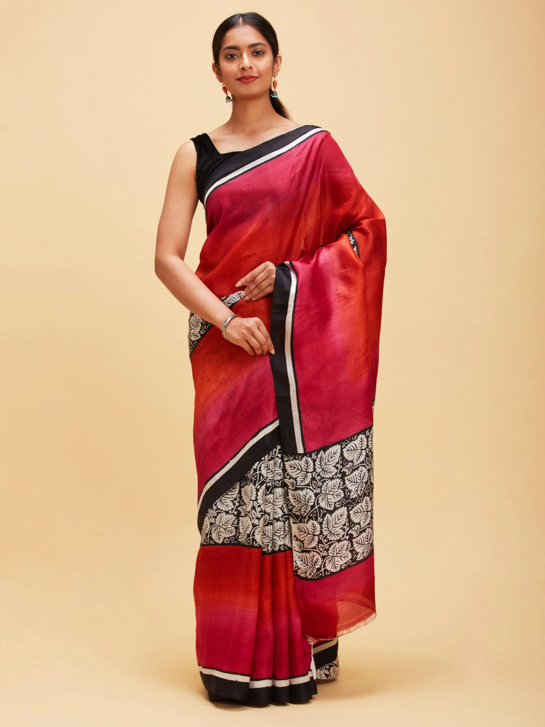 Autumn inspired pure silk saree