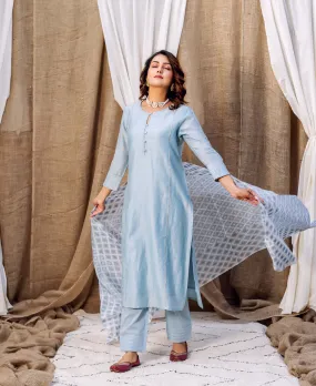 Azure Silk Chanderi Kurta