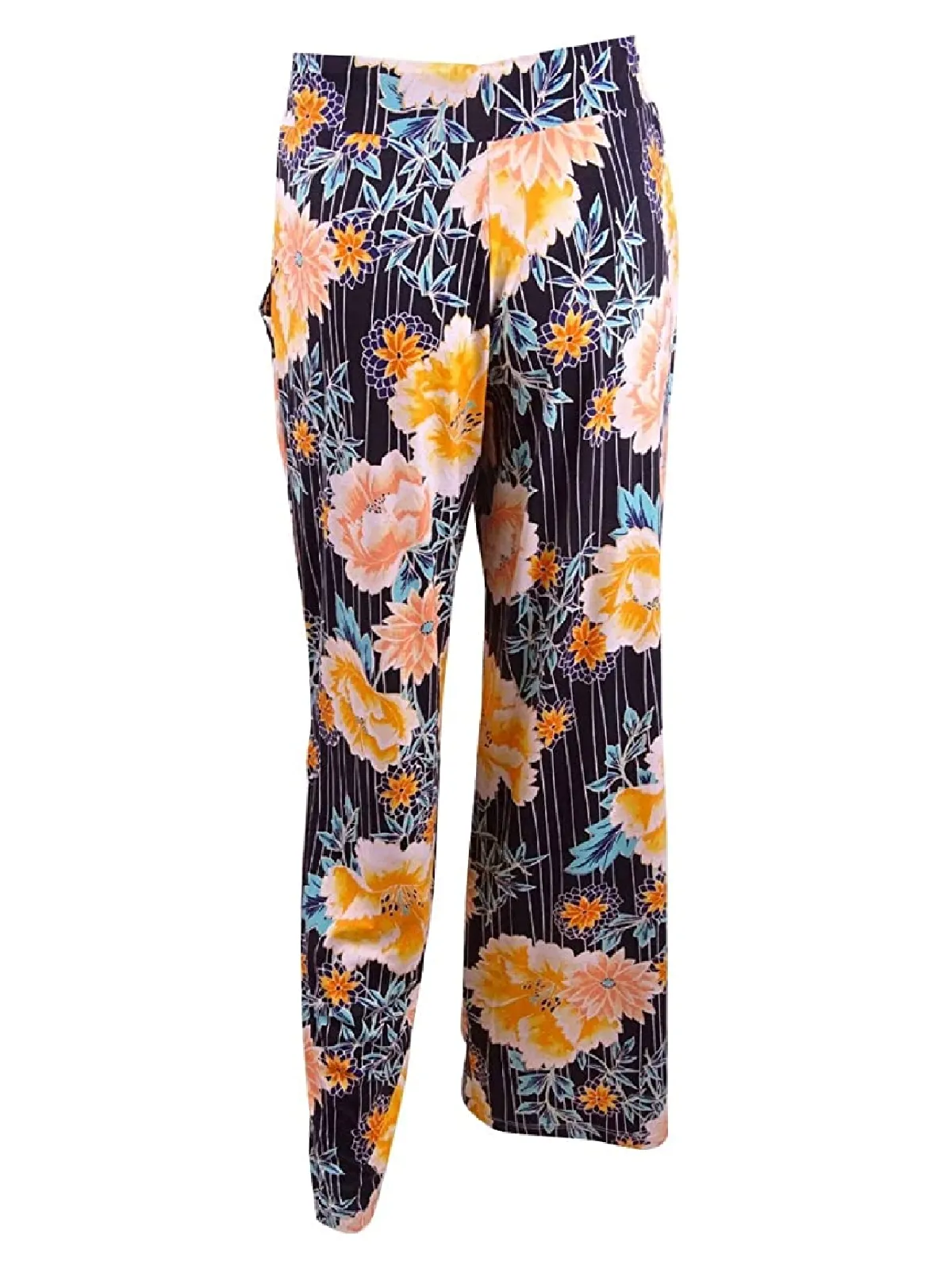 Bar III Women's Floral Stripe Printed Swimwear Cover-Up Soft Pants. Multi, L