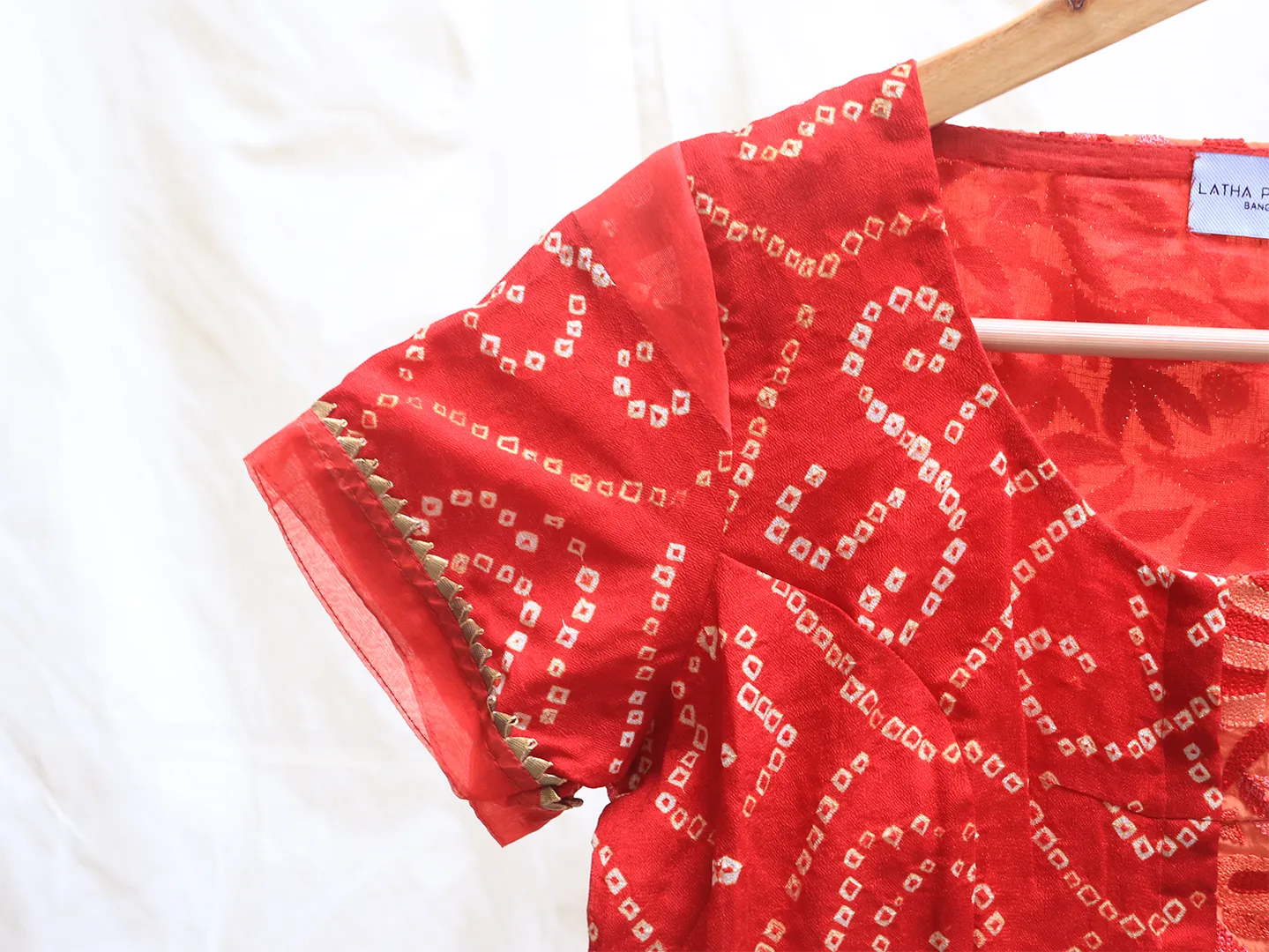 Barn red and soap orange Bandhini blouse