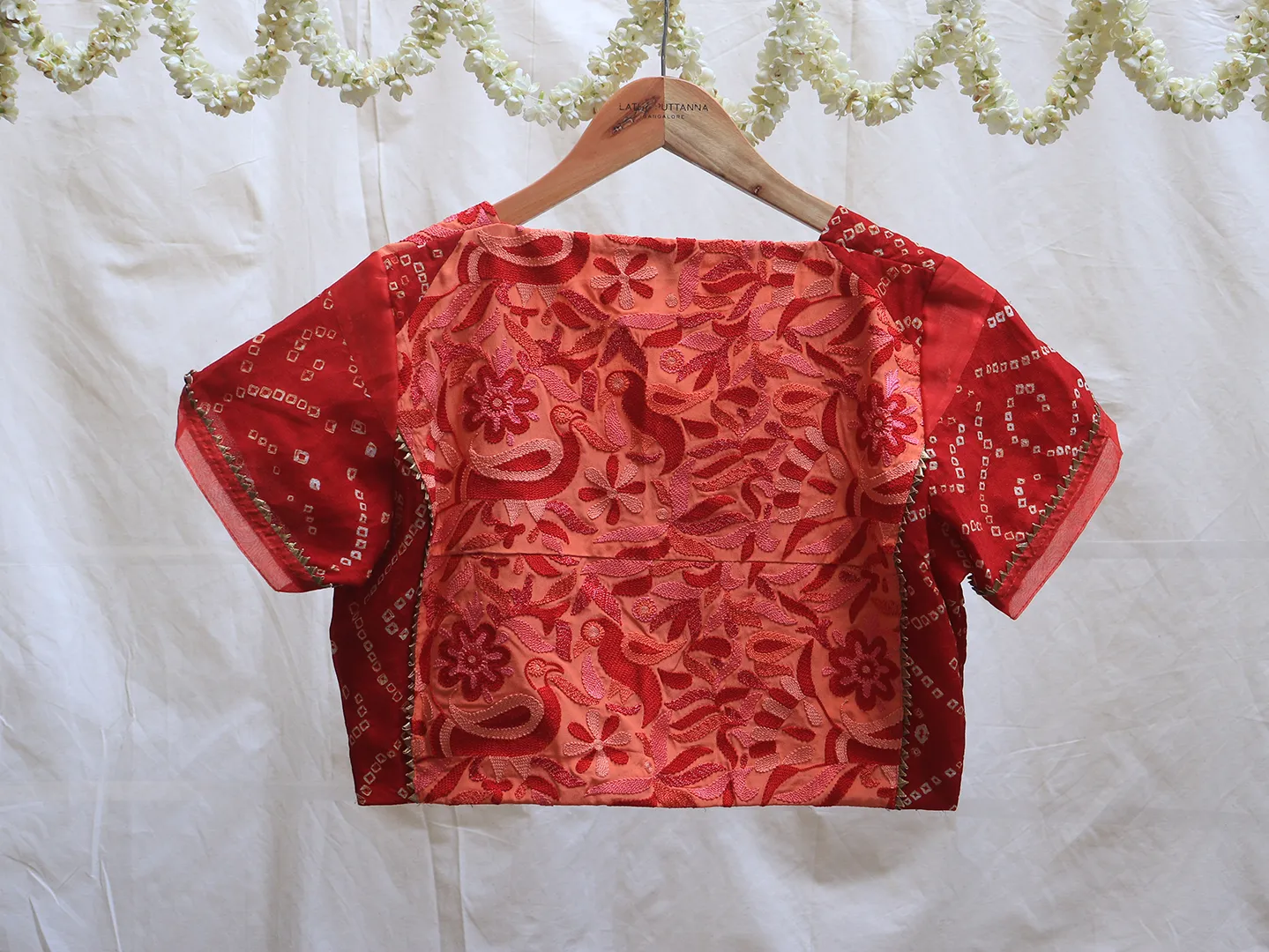 Barn red and soap orange Bandhini blouse