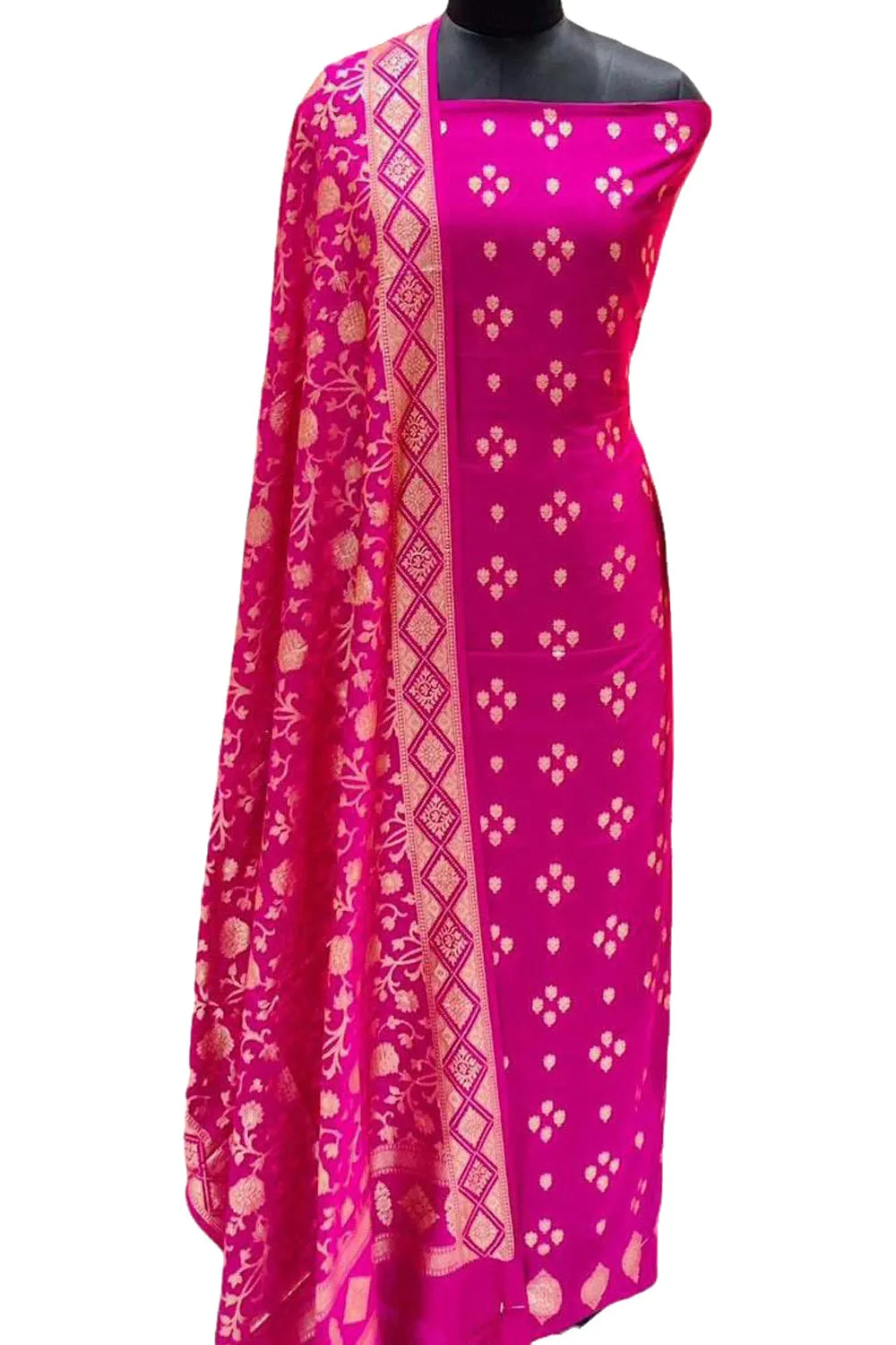 Beautiful Pink Banarasi Silk Suit Set