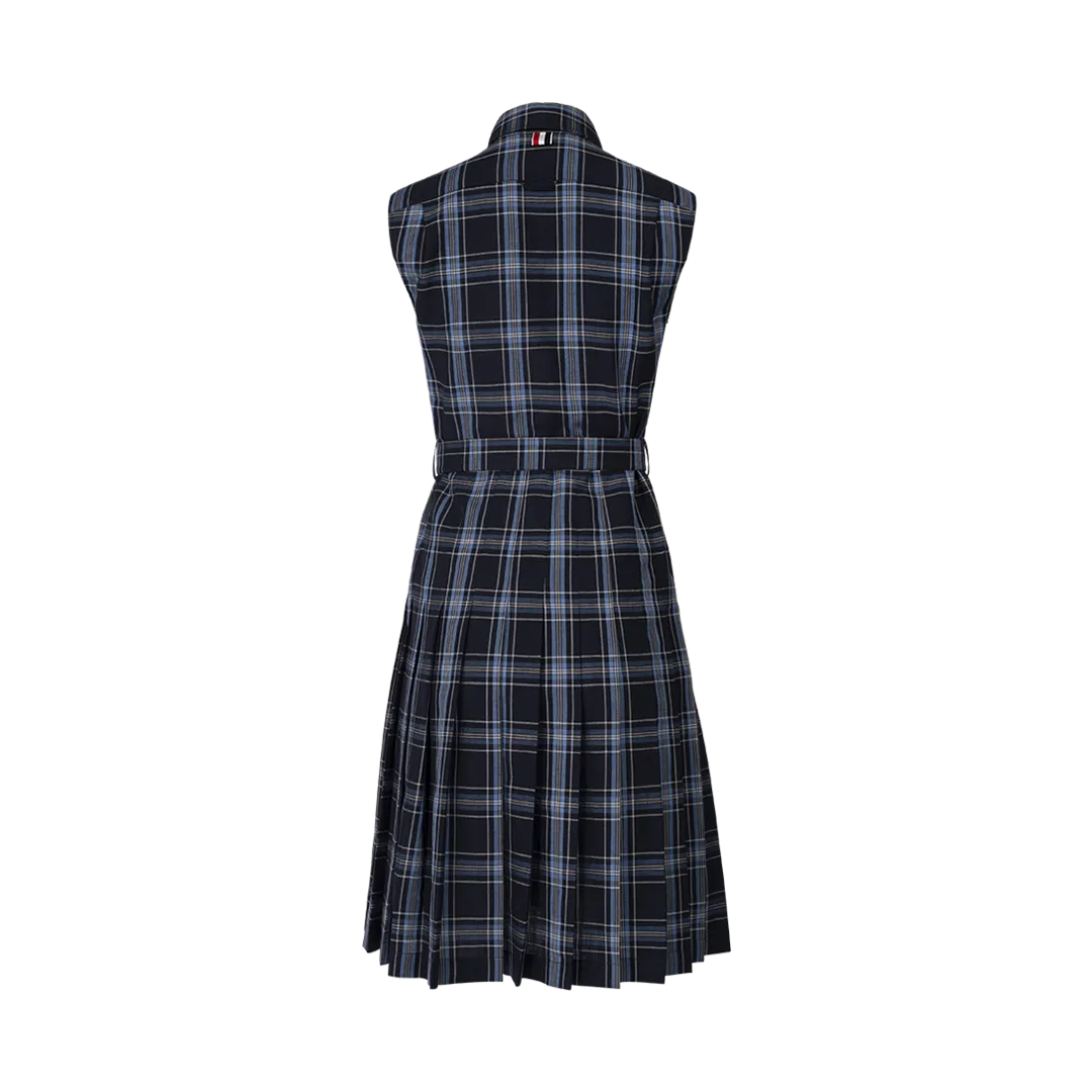 Belted Checked Midi Dress