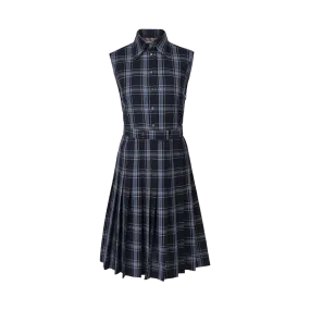 Belted Checked Midi Dress