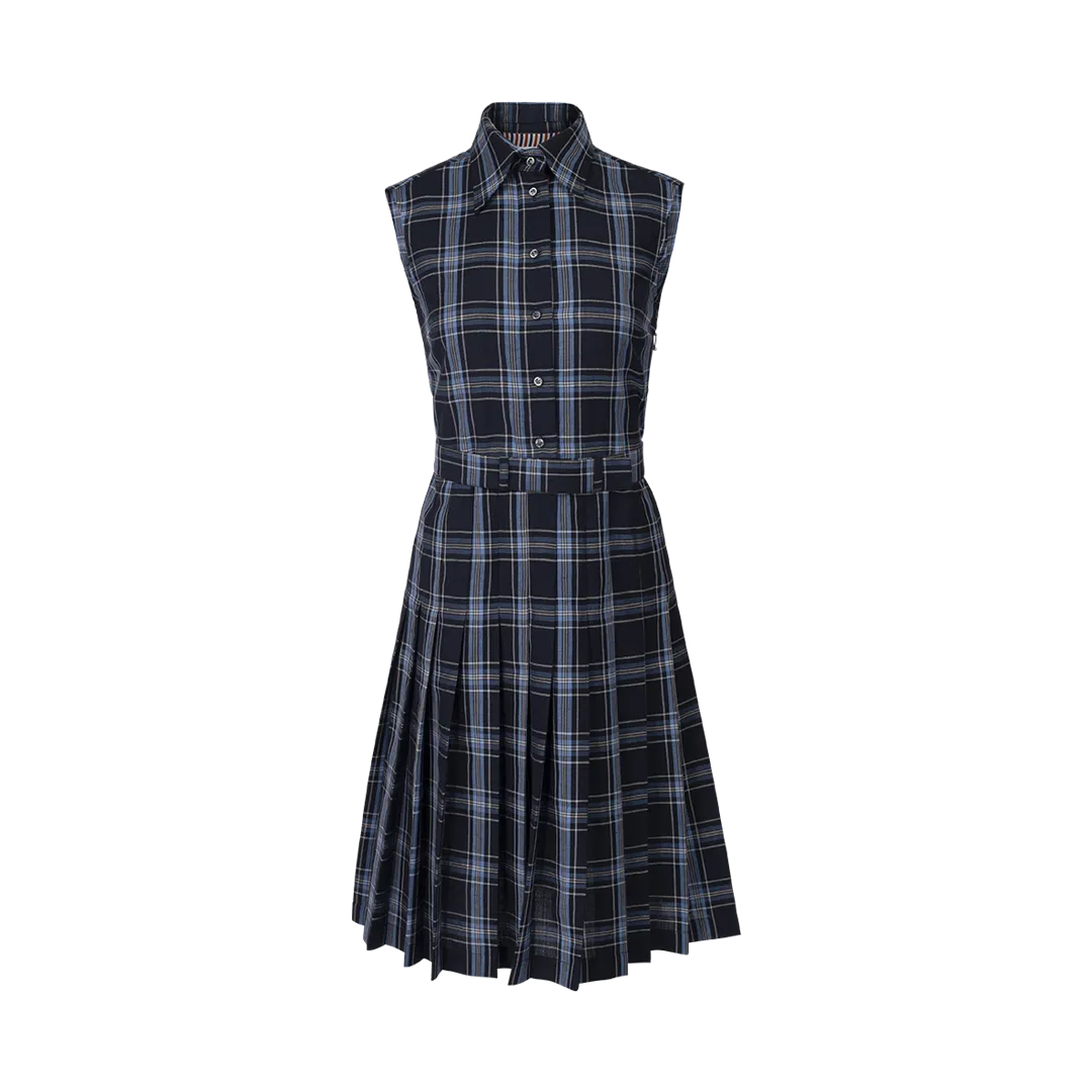 Belted Checked Midi Dress