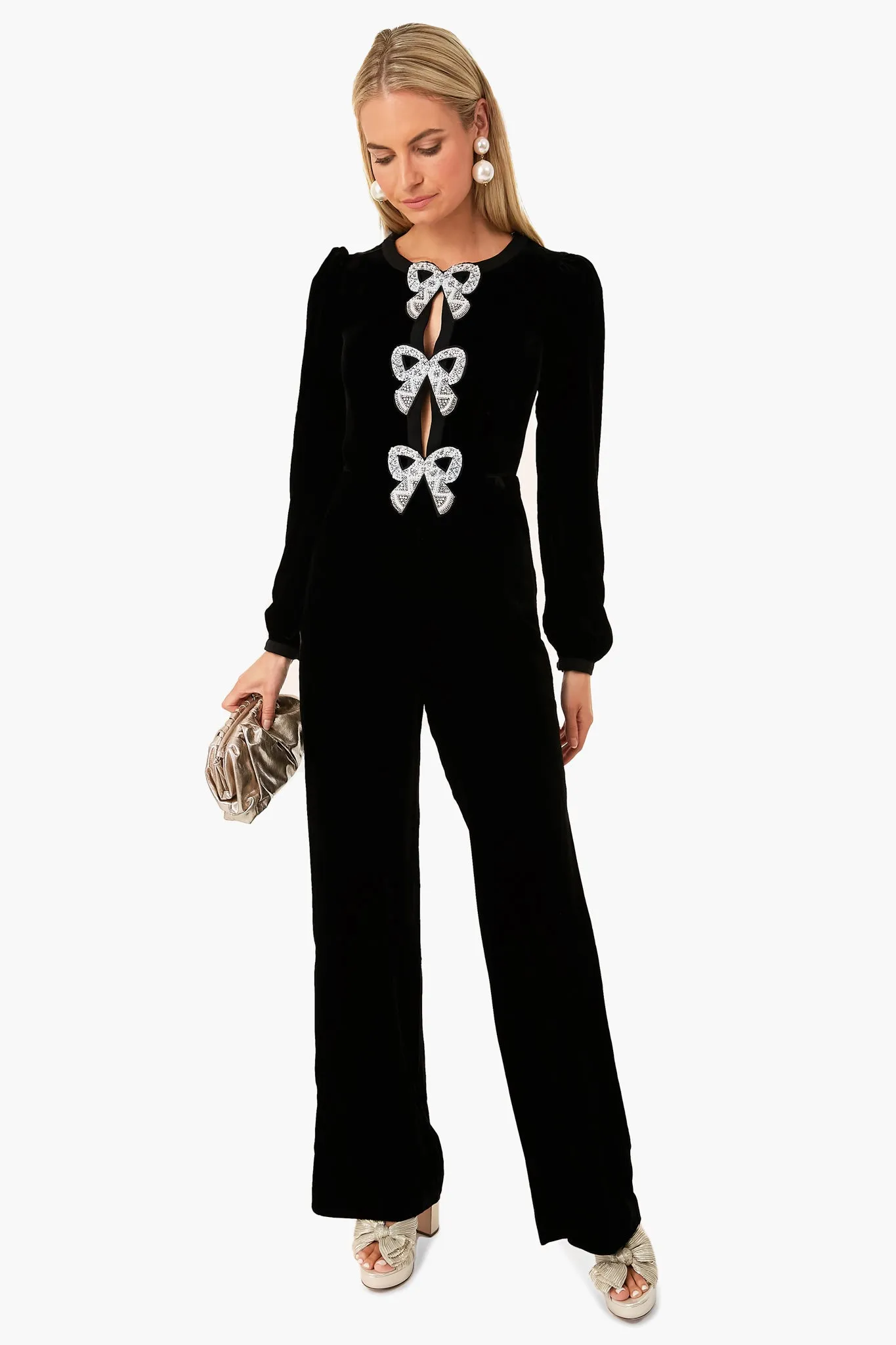 Elegant Black Jumpsuit with Camille Bows