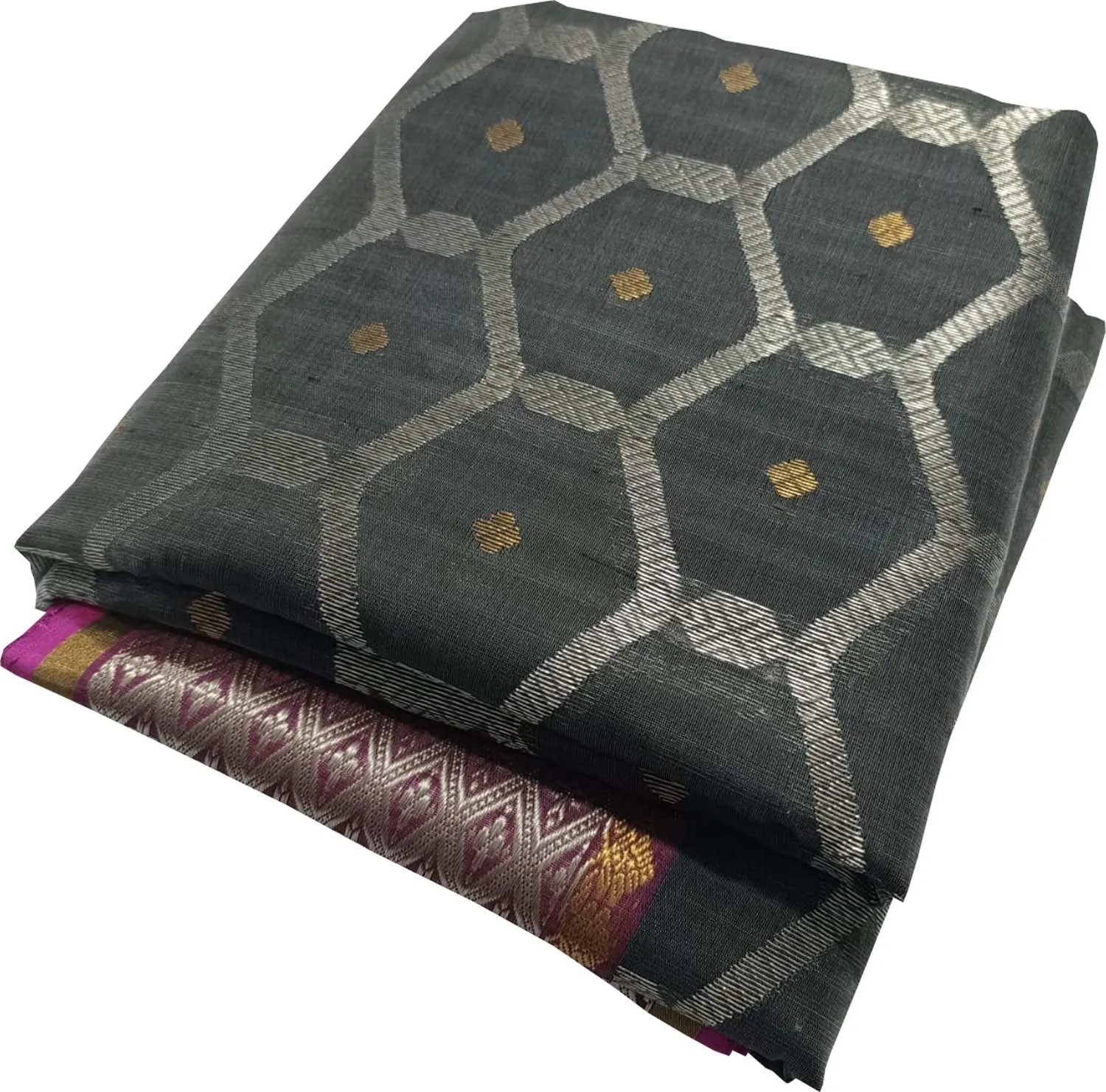 Black Chanderi Handloom Pure Silk Saree