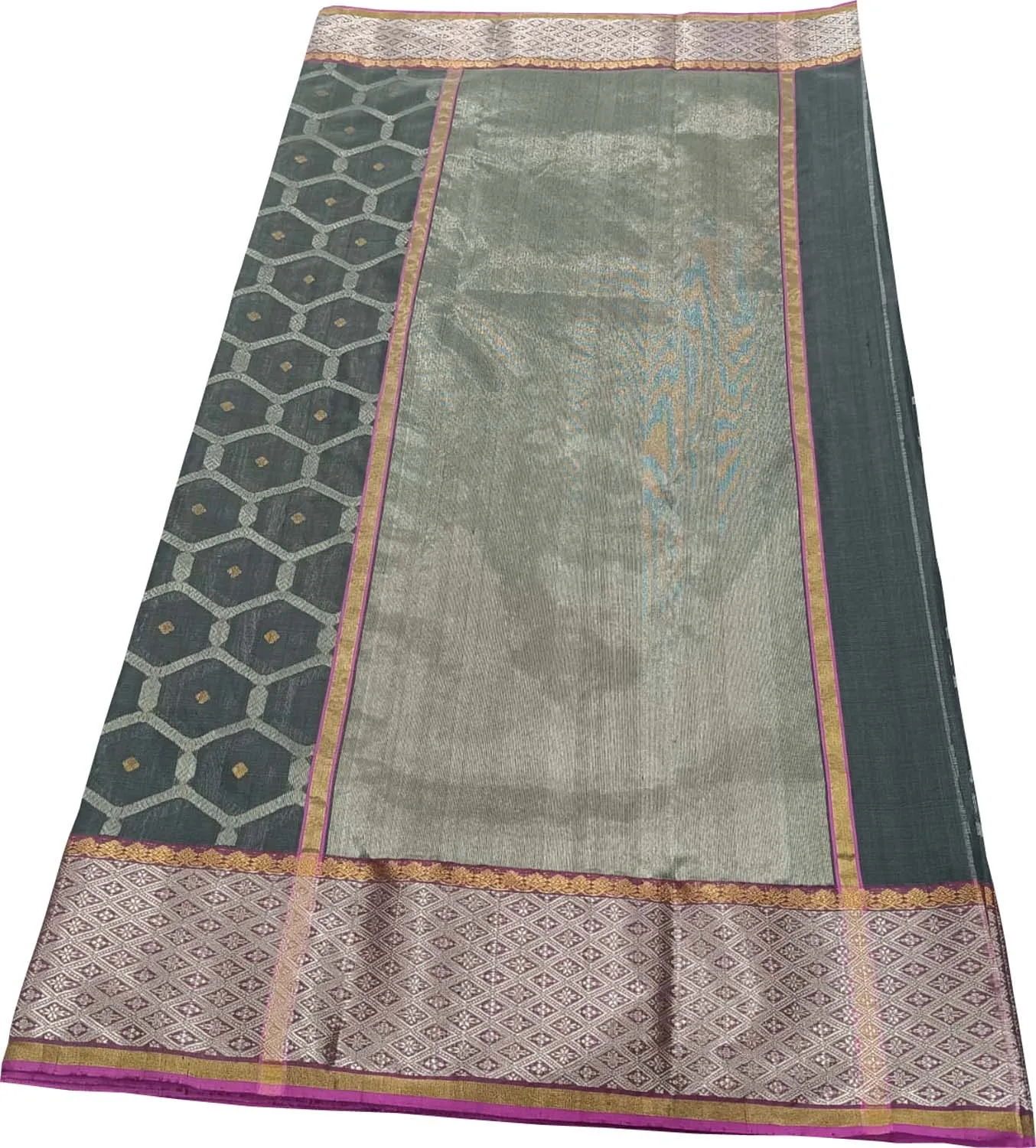 Black Chanderi Handloom Pure Silk Saree