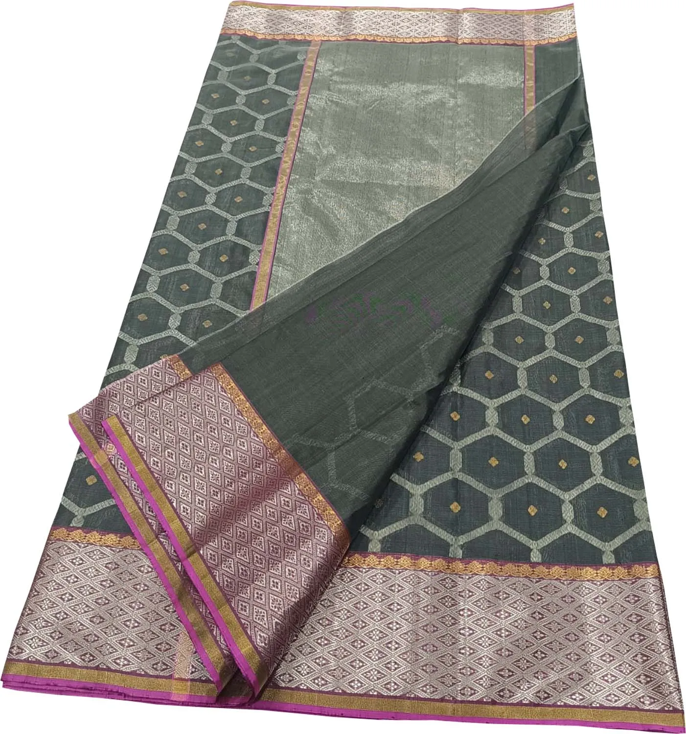 Black Chanderi Handloom Pure Silk Saree