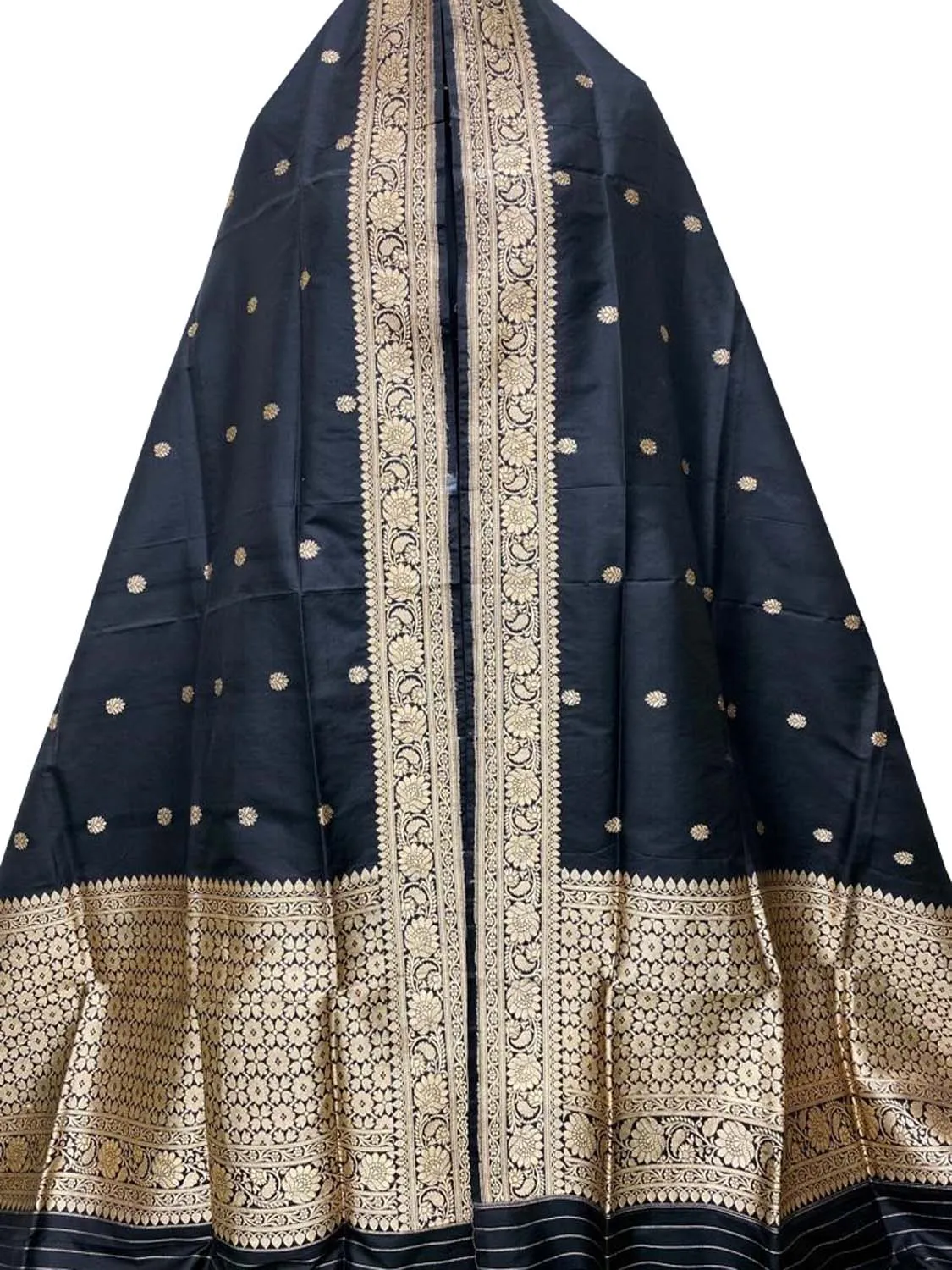 Black Handloom Banarasi Pure Katan Silk Dupatta