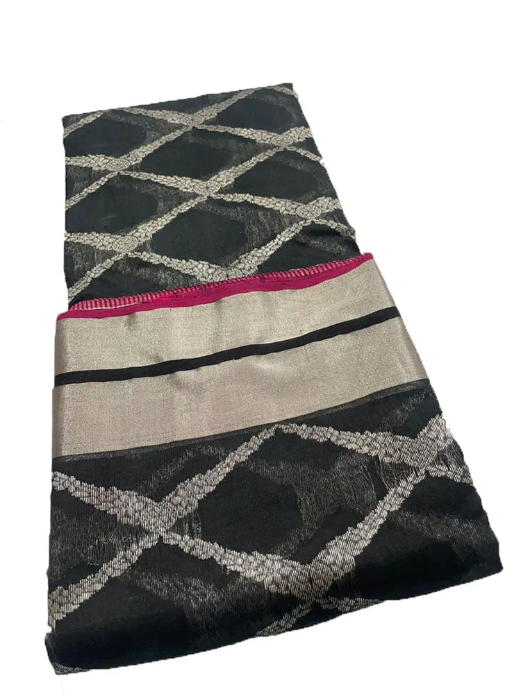 Black Handloom Chanderi Pure Silk Saree