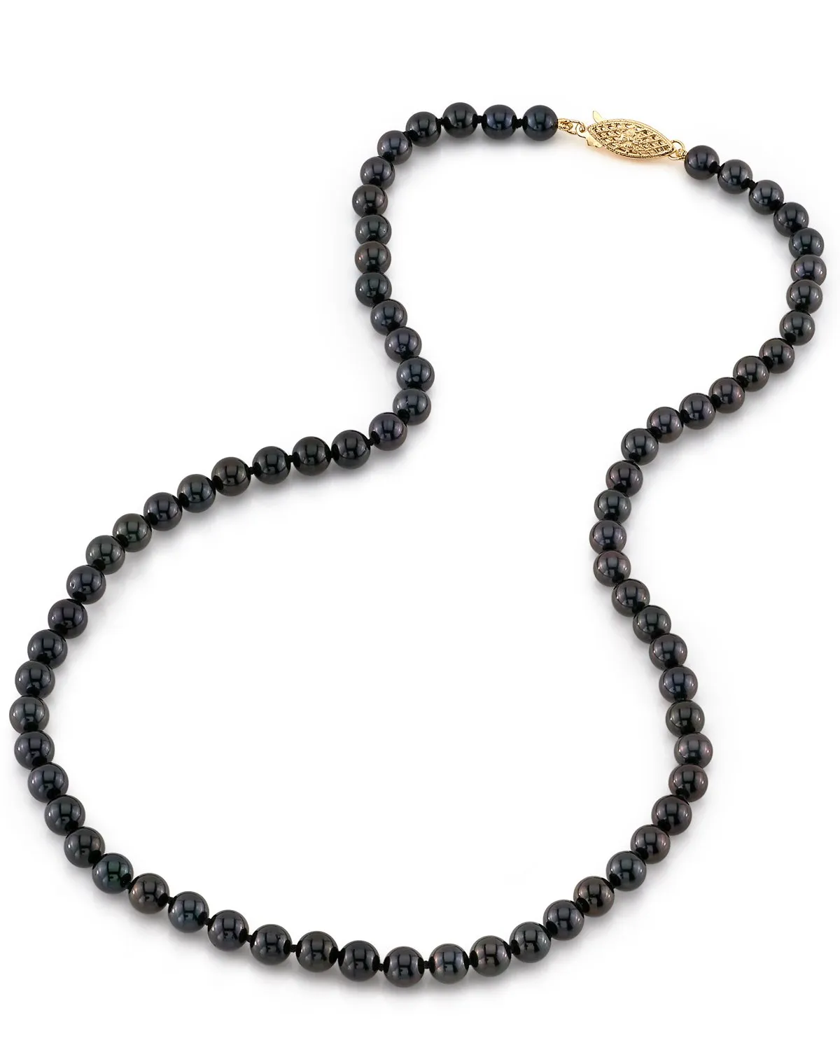 Black Japanese Akoya Pearl Necklace, 5.5-6.0mm - AA  Quality