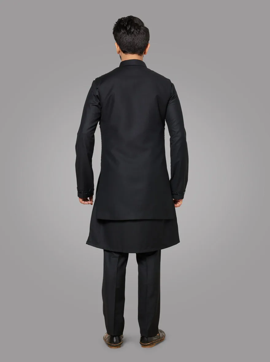 Black Kurta Pajama with Koti | TULA