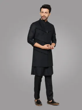 Black Kurta Pajama with Koti | TULA