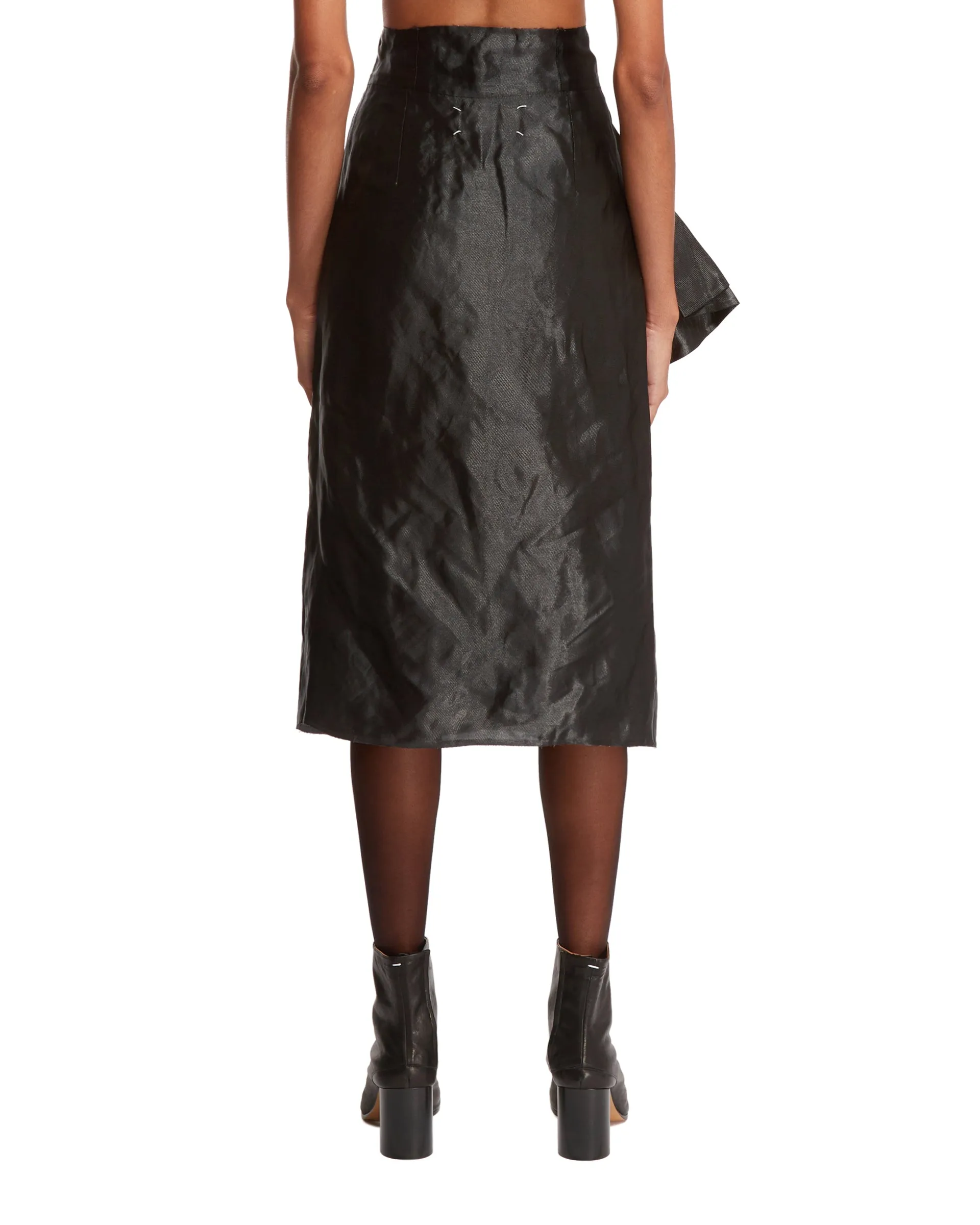 Black Metal Silk Skirt