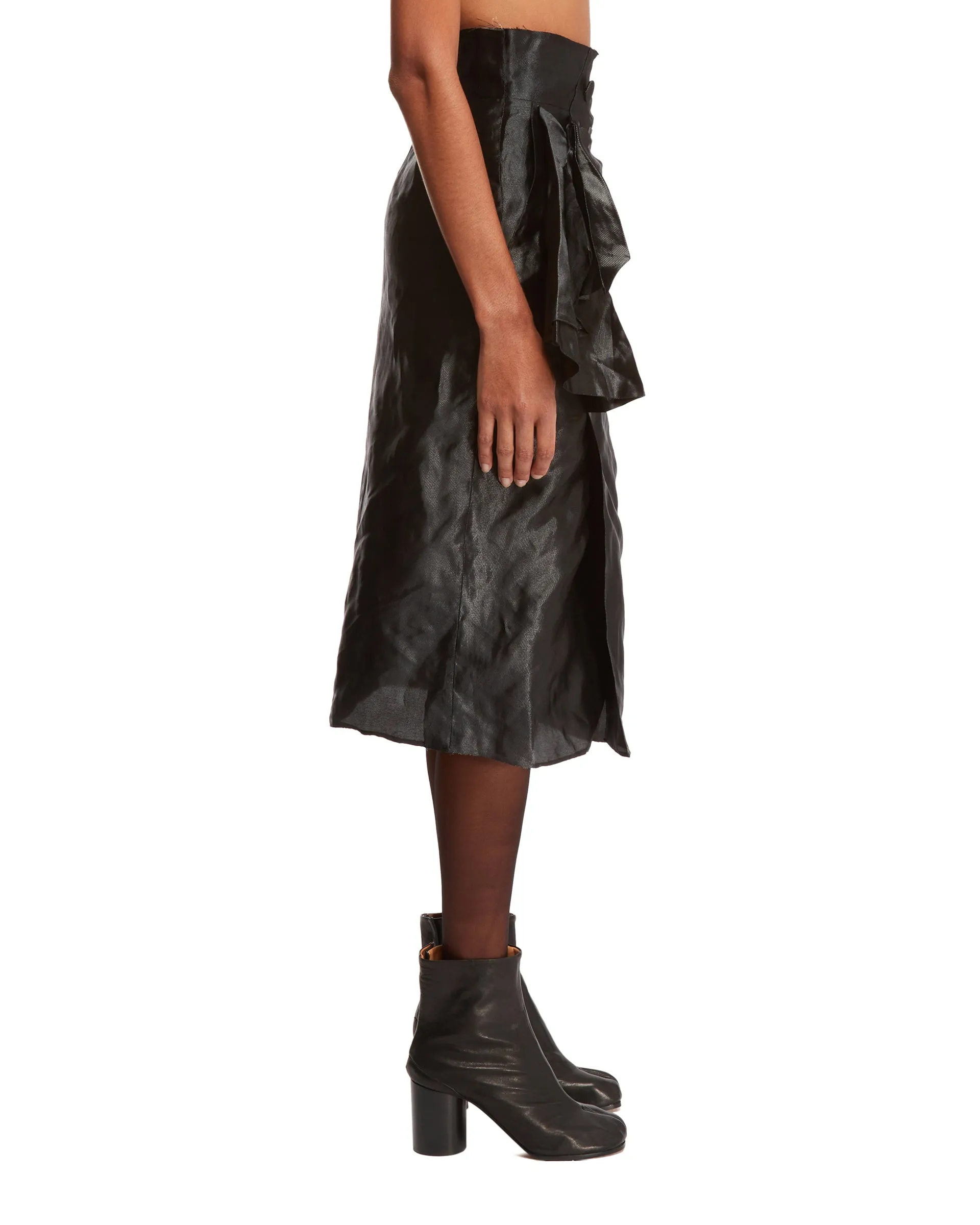 Black Metal Silk Skirt