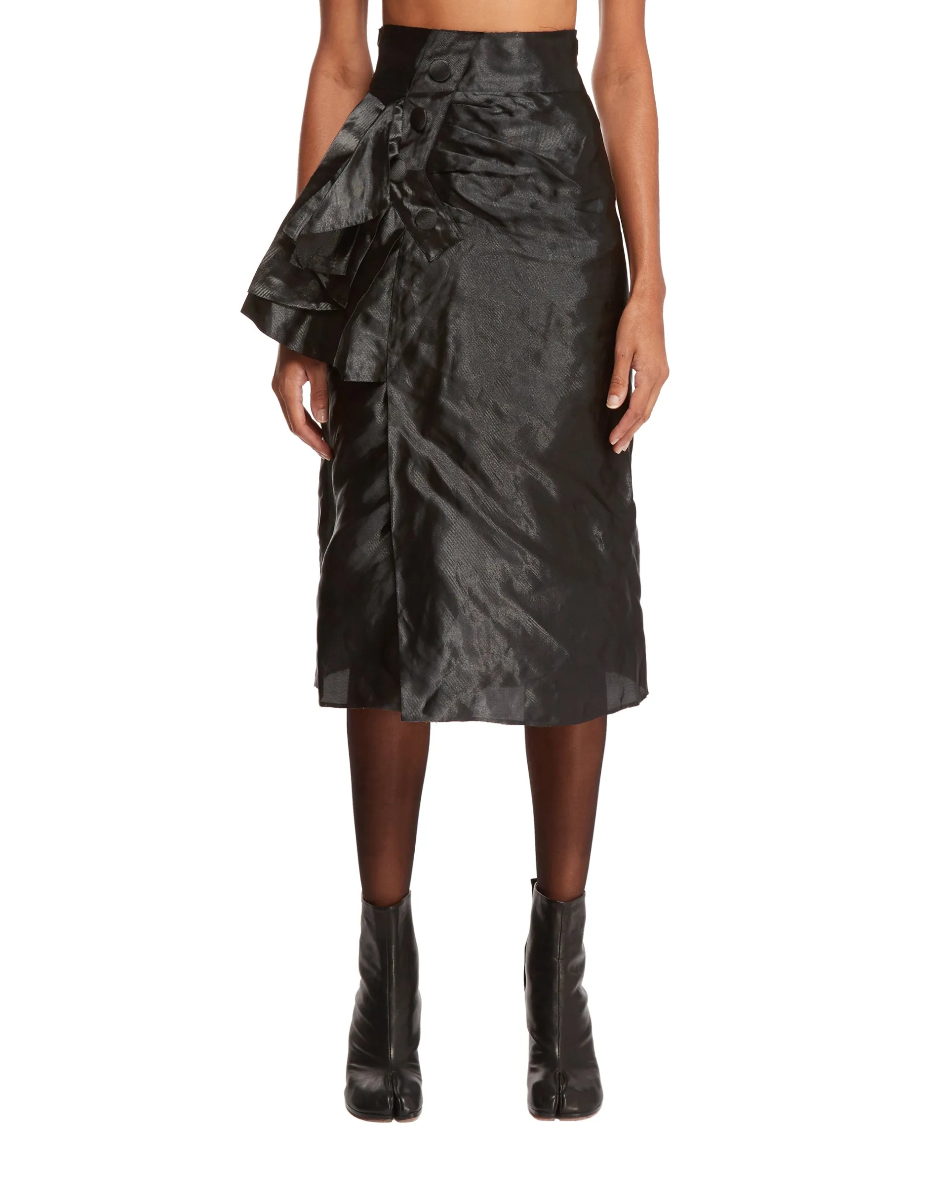 Black Metal Silk Skirt