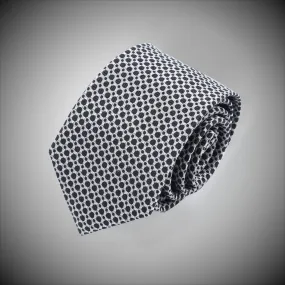 Black Silver Neat Woven Silk Tie