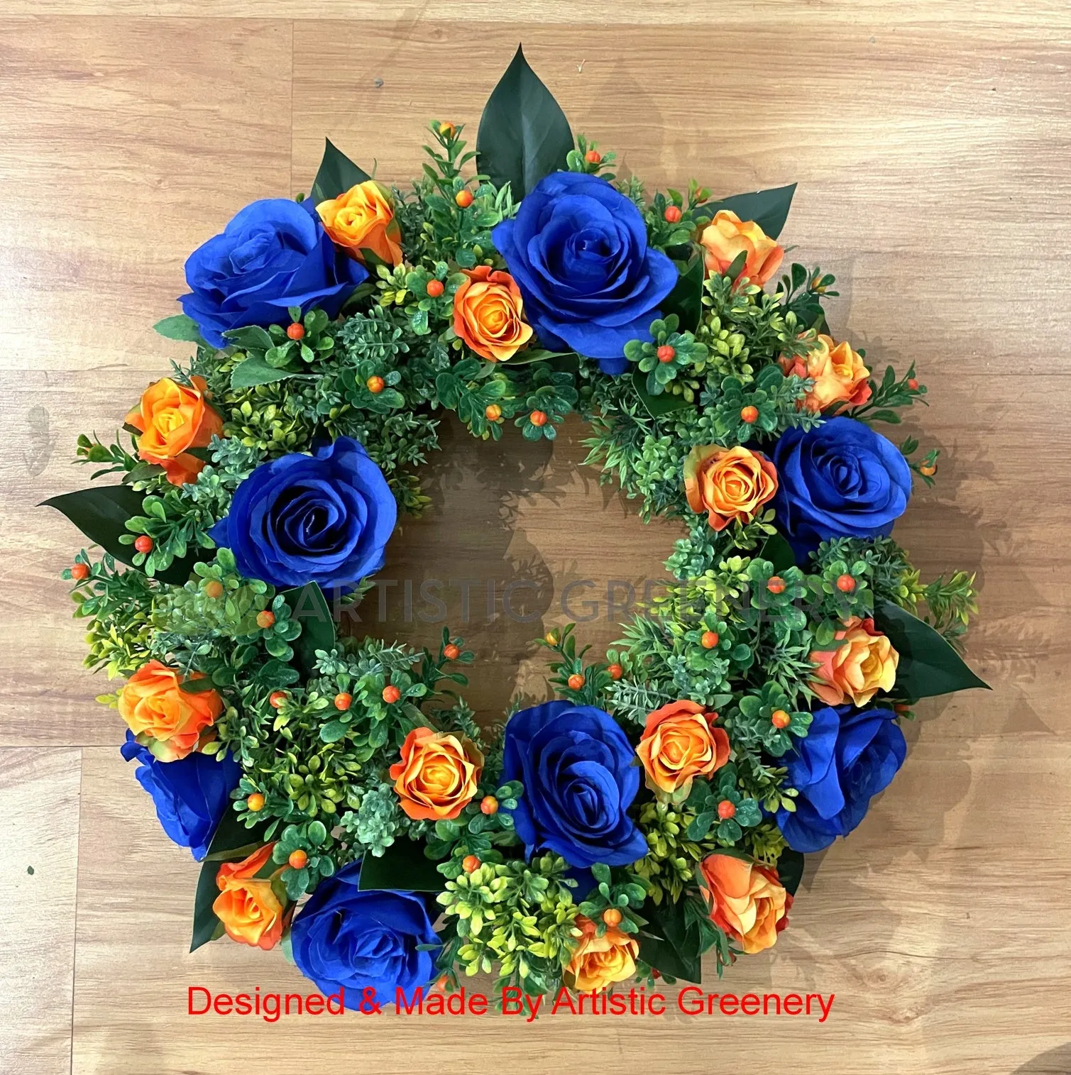 Blue & Orange Wreath 30cm / 40cm / 50cm (WRE007)